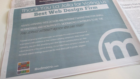 Modmacro La Jolla Web Design Ad