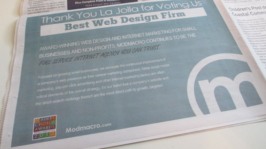Modmacro La Jolla Web Design Ad