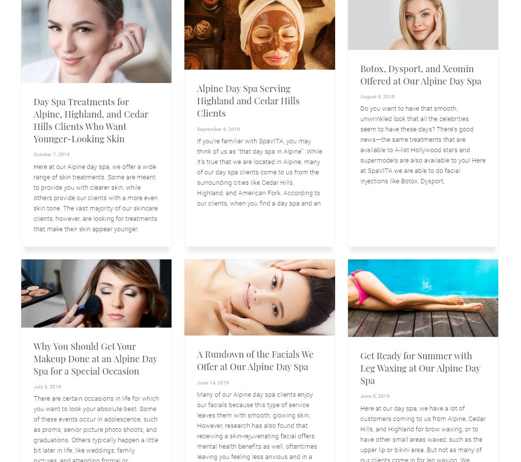 day spa web design