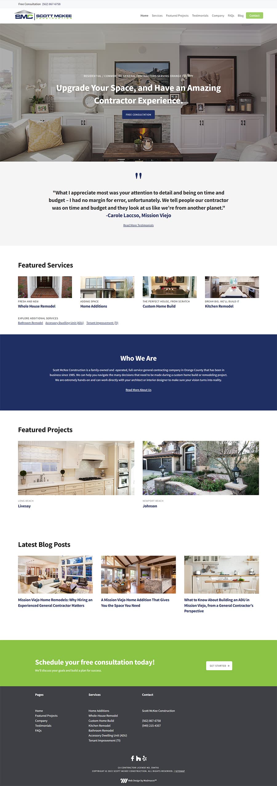 orange county contractor web design