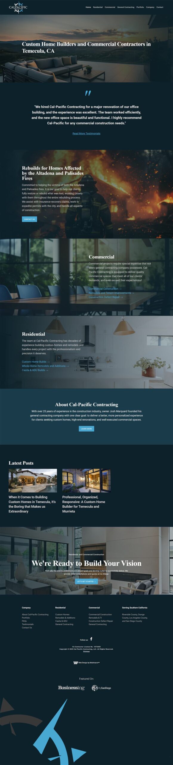 construction company web design california