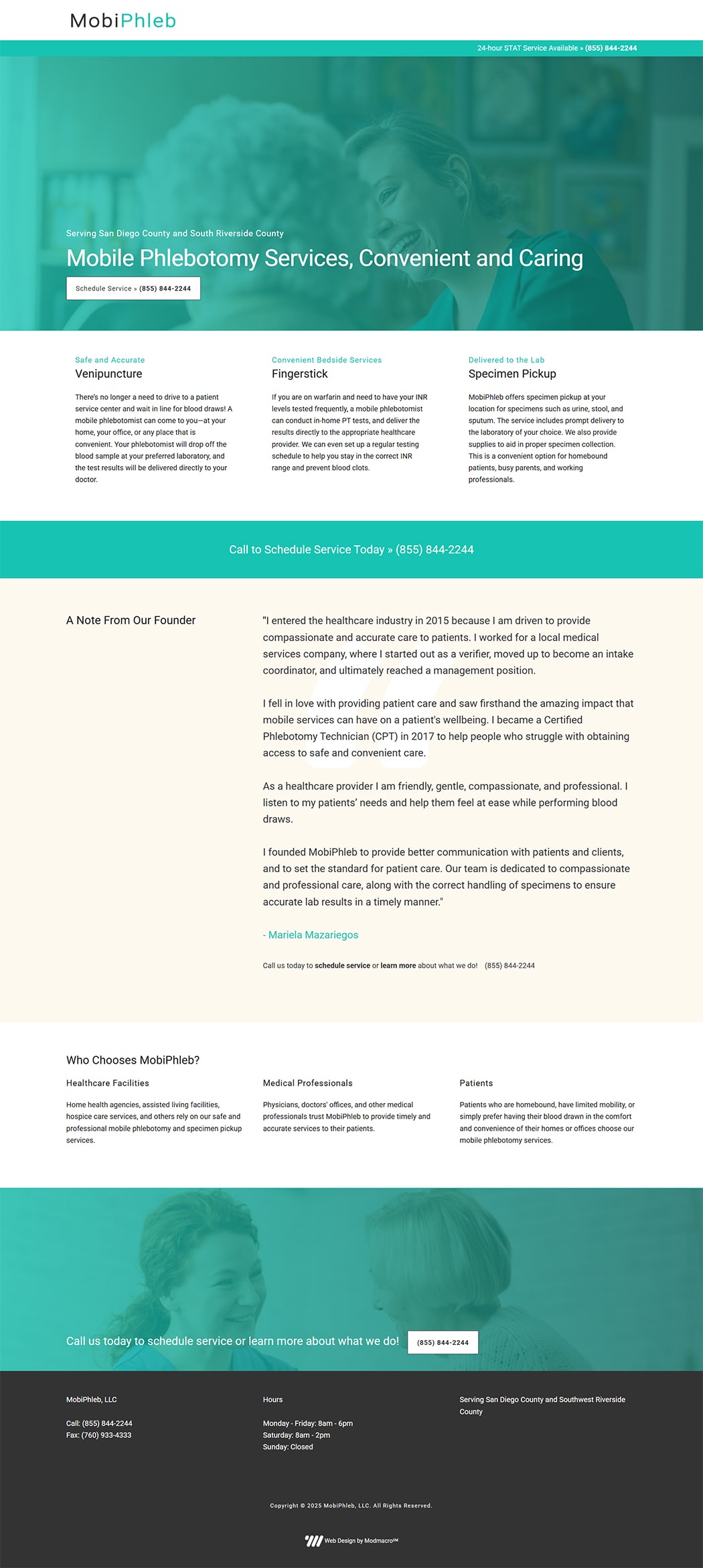custom microsite design for san diego mobile phlebotomy company